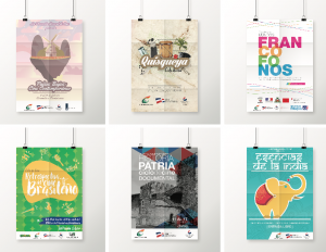Portafolios de afiches con los que Mr. Pichón participó para poder asistir a la BID 2016.-